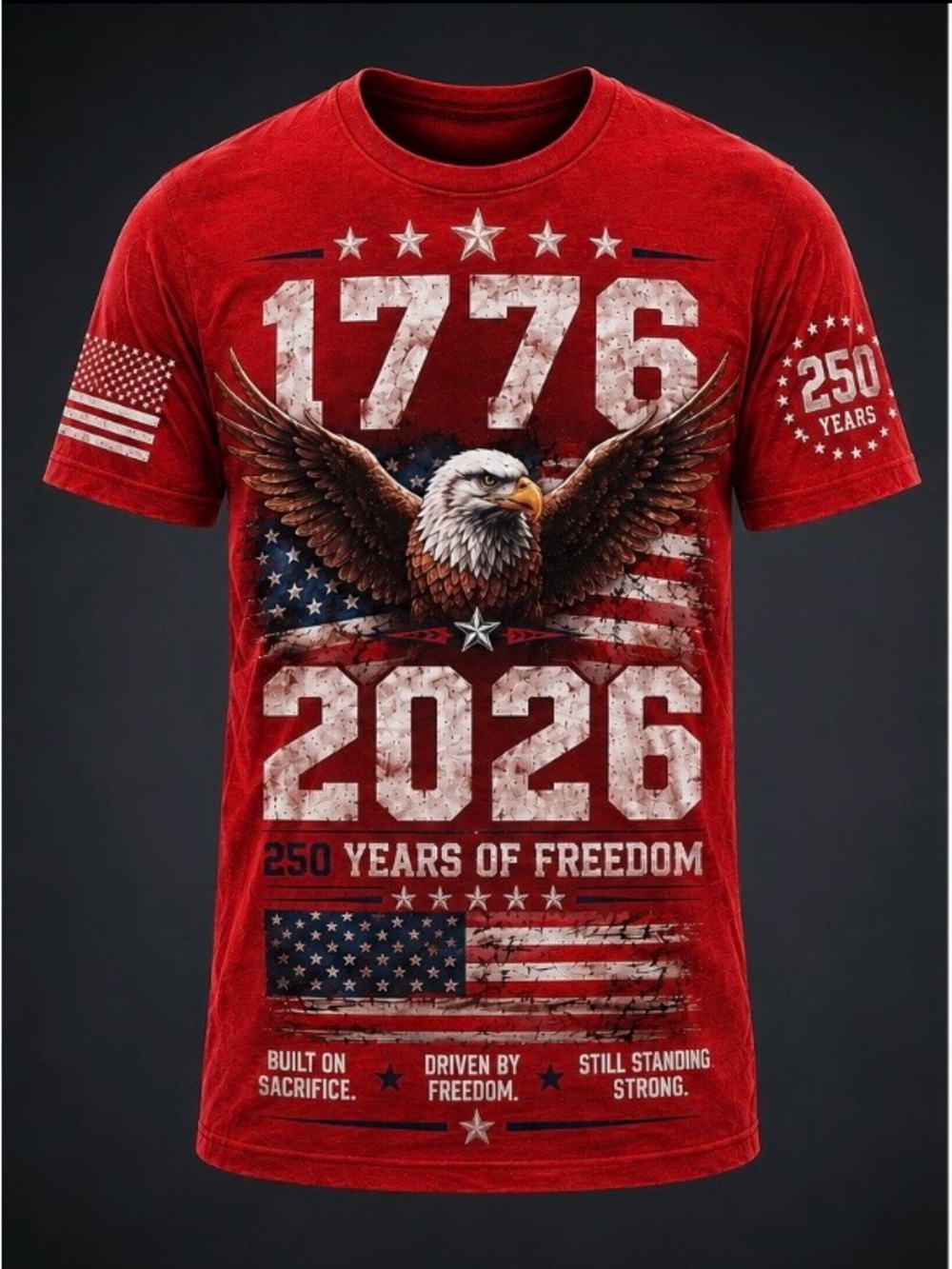 Patriotic 1776-2026 Eagle Graphic Tee - Red